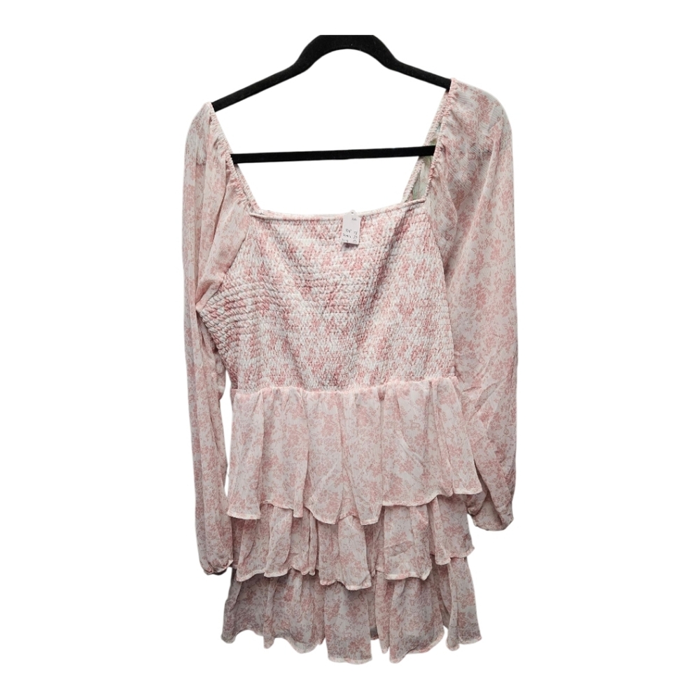 Elegant Pink Floral Ruffle Blouse